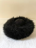 UNBRANDED BLACK GENUINE SHEEPSKIN  FUR TRIM HAT SIZE M