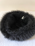 UNBRANDED BLACK GENUINE SHEEPSKIN  FUR TRIM HAT SIZE M