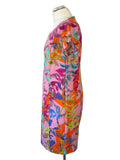 MARCCAIN MULTI COLOURED FLORAL PRINT SHORT SLEEVE PENCIL DRESS SIZE N5 UK 16
