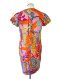 MARCCAIN MULTI COLOURED FLORAL PRINT SHORT SLEEVE PENCIL DRESS SIZE N5 UK 16