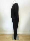 HOBBS BLACK OVERLAY TOP 3/4 SLEEVE & STRAIGHT LEG JUMPSUIT SIZE 10