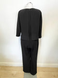 HOBBS BLACK OVERLAY TOP 3/4 SLEEVE & STRAIGHT LEG JUMPSUIT SIZE 10