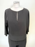 HOBBS BLACK OVERLAY TOP 3/4 SLEEVE & STRAIGHT LEG JUMPSUIT SIZE 10