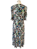 HOBBS BLACK & MULTI COLOURED PAISLEY PRINT SHORT SLEEVE MIDI DRESS SIZE 14