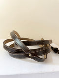 UNBRANDED BROWN LEATHER TWIN STRAP BRASS BUCKLES FASTEN BELT SIZE M/L