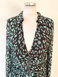 BRAND NEW SOSANDAR GREEN ANIMAL PRINT ZIP THROUGH FITTED SHIRT DRESS SIZE 14