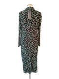 BRAND NEW SOSANDAR GREEN ANIMAL PRINT ZIP THROUGH FITTED SHIRT DRESS SIZE 14