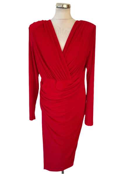 BRAND NEW JOSEPH RIBKOFF RED V NECK WRAP FRONT SPECIAL OCCASION DRESS SIZE 16