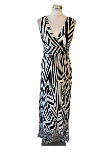 BRAND NEW DEBUT BLACK & WHITE JERSEY SLEEVELESS MAXI DRESS SIZE 10