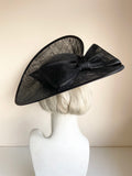 MADDOX BLACK SHAPED BRIM HATINATOR WITH BOW TRIM ON HEADBAND