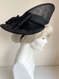 MADDOX BLACK SHAPED BRIM HATINATOR WITH BOW TRIM ON HEADBAND