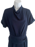 REISS SILVA NAVY BLUE HIGH NECK TAPERED LEG TIE SIDE JUMPSUIT SIZE 8