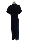 REISS SILVA NAVY BLUE HIGH NECK TAPERED LEG TIE SIDE JUMPSUIT SIZE 8