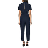 REISS SILVA NAVY BLUE HIGH NECK TAPERED LEG TIE SIDE JUMPSUIT SIZE 8