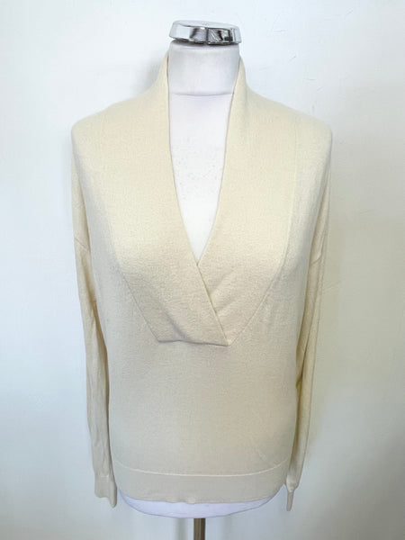 BRAND NEW REISS MILLIE ECRU/ CREAM V NECK LONG SLEEVED JUMPER SIZE S