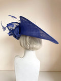 ROYAL BLUE HATINATOR WITH FEATHERS AND BOWS ON HEADBAND