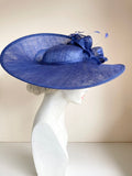 ROYAL BLUE HATINATOR WITH FEATHERS AND BOWS ON HEADBAND