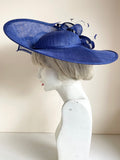 ROYAL BLUE HATINATOR WITH FEATHERS AND BOWS ON HEADBAND