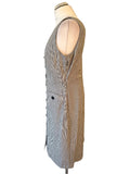 LK BENNETT JULIET DARK GREY & WHITE PINSTRIPE SLEEVELESS PENCIL DRESS  SIZE 14