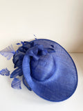 ROYAL BLUE HATINATOR WITH FEATHERS AND BOWS ON HEADBAND