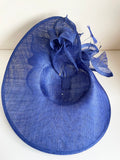 ROYAL BLUE HATINATOR WITH FEATHERS AND BOWS ON HEADBAND