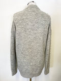 MAJE GREY PEARL BEAD TRIMMED LONG SLEEVED RELAXED FIT CARDIGAN SIZE 1 UK 8/10