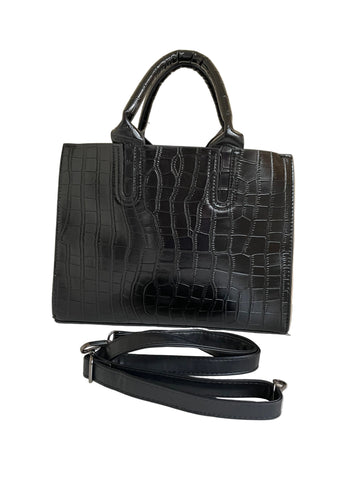 BRAND NEW MODA IN PELLE BLACK MOC CROC ZOLA TOTE /SHOULDER BAG