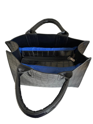 BRAND NEW MODA IN PELLE BLACK MOC CROC ZOLA TOTE /SHOULDER BAG