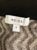 REISS GABRIELLA BLACK & BEIGE ZIG ZAG KNIT A-LINE MIDI SKIRT SIZE S
