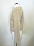 VITA GRACE BEIGE CASHMERE BLEND COLLARLESS LONG SLEEVED CARDIGAN/JACKET SIZE S