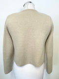 VITA GRACE BEIGE CASHMERE BLEND COLLARLESS LONG SLEEVED CARDIGAN/JACKET SIZE S