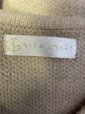 VITA GRACE BEIGE CASHMERE BLEND COLLARLESS LONG SLEEVED CARDIGAN/JACKET SIZE S