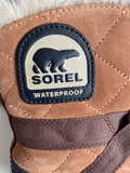 BRAND NEW SOREL TAN SUEDE LACE UP GLACY EXPLORER SHORTIE SNOW BOOTS SIZE 5/