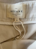 SEZANE IVORY BUTTON DETAILED WIDE LEG HIGH RISE TROUSERS  SIZE 36 UK 8