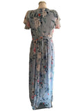 ADRIANNA PAPELL BLUE FLORAL PRINT MAXI DRESS SIZE 12