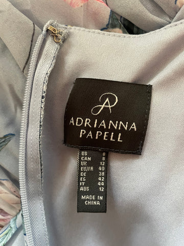 ADRIANNA PAPELL BLUE FLORAL PRINT MAXI DRESS SIZE 12