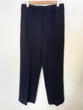REISS IRIA NAVY BLUE WOOL BLEND HIGH RISE WIDE LEG FORMAL TROUSERS SIZE 10
