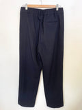 REISS IRIA NAVY BLUE WOOL BLEND HIGH RISE WIDE LEG FORMAL TROUSERS SIZE 10