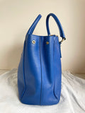 BRAND NEW BROWN & BERRY LONDON ROYAL BLUE LEATHER TOTE BAG WITH DETACHABLE STRAP