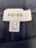 REISS IRIA NAVY BLUE WOOL BLEND HIGH RISE WIDE LEG FORMAL TROUSERS SIZE 10