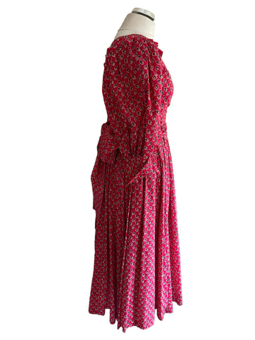 VINTAGE DROOPY & BROWNS RED FLORAL FIT & FLARE MAXI DRESS SIZE 12 FIT UK 8