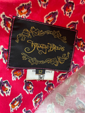 VINTAGE DROOPY & BROWNS RED FLORAL FIT & FLARE MAXI DRESS SIZE 12 FIT UK 8