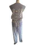 SOMERSET BY ALICE TEMPERLEY BLUE & WHITE ROPE PRINT JUMPSUIT SIZE 10