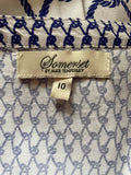 SOMERSET BY ALICE TEMPERLEY BLUE & WHITE ROPE PRINT JUMPSUIT SIZE 10
