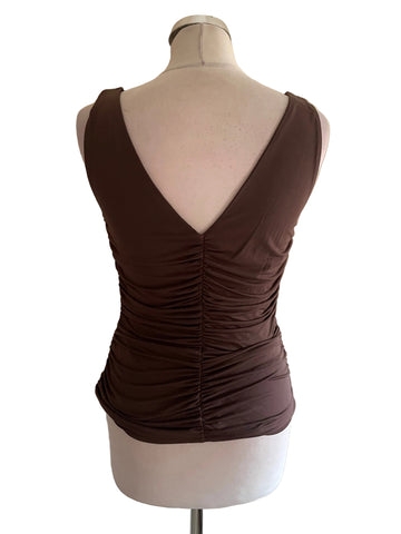 COAST CHOCOLATE BROWN COWL NECK RUCHED SLEEVELESS TOP  SIZE 12