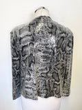 HIGHLY CONFIDENTIAL GREY SEQUINNED SNAKESKIN EFFECT JACKET SIZE 12