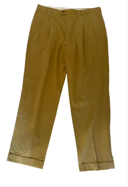 BRAND NEW JAEGER COTTON MUSTARD PLEATED FRONT TAPERED LEG TROUSERS SIZE 40W/ 32L