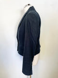 PER UNA PURE LINEN NAVY ATTACHED WAISTCOAT TAILORED LONG SLEEVED JACKET SIZE 14