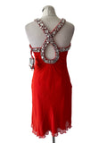 BRAND NEW DUSK ORANGE SILK JEWEL TRIM SPECIAL OCCASION/ COCKTAIL DRESS  SIZE 12