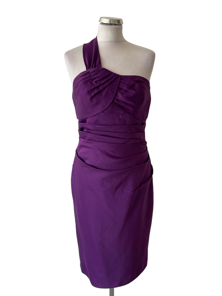BRAND NEW FOREVER YOURS PURPLE ONE STRAP SPECIAL OCCASION PENCIL DRESS SIZE 12